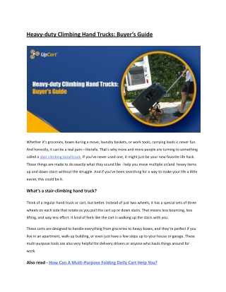 Heavy-Duty Stair Climbing Carts | Buyer's Guide