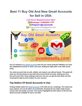 Best 11 Buy Old And New Gmail Accounts for Sell in USA_
