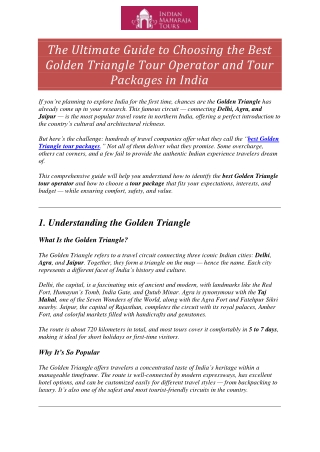 The Ultimate Guide to Choosing the Best Golden Triangle Tour Operator and Tour Packages in India