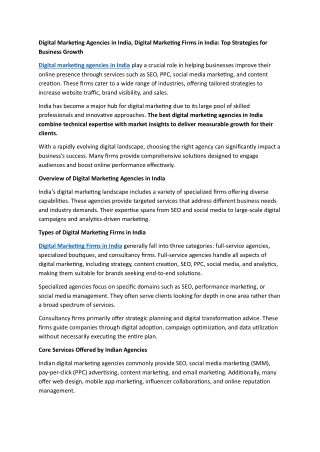 Digital Marketing Agencies in India, Digital Marketing Firms in India Top Strategies for Business Growth