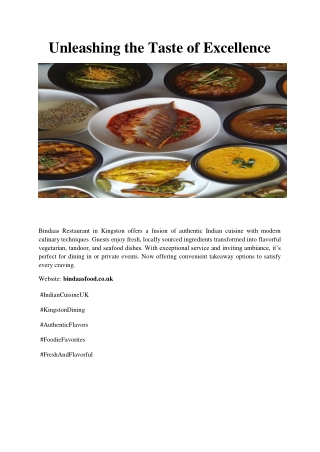 Unleashing the Taste of Excellence