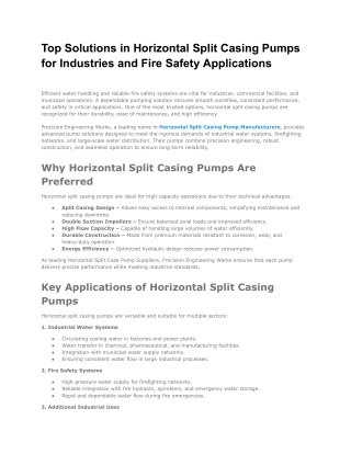 Top Solutions in Horizontal Split Casing Pumps for Industries and Fire Safety Applications (1)