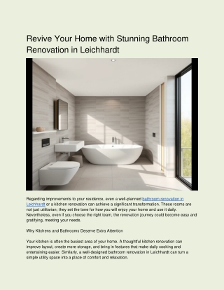 Revive Your Home with Stunning Bathroom Renovation in Leichhardt