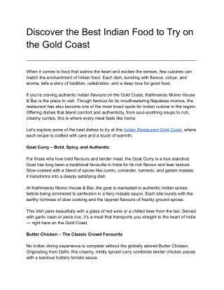 Discover the Best Indian Food to Try on the Gold Coast