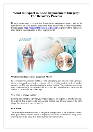What to Expect in Knee Replacement Surgery, The Recovery Process