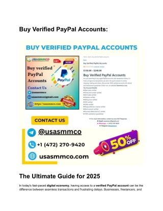 Buy Verified PayPal Accounts – 1001% Trusted Sellers with Verified Accounts