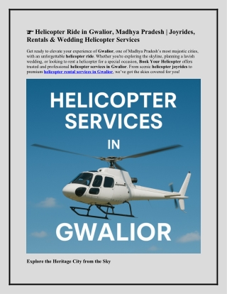 Helicopter Ride in Gwalior, Madhya Pradesh