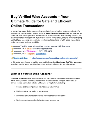 Buy Verified Wise Accounts Quickly & Securely Trusted