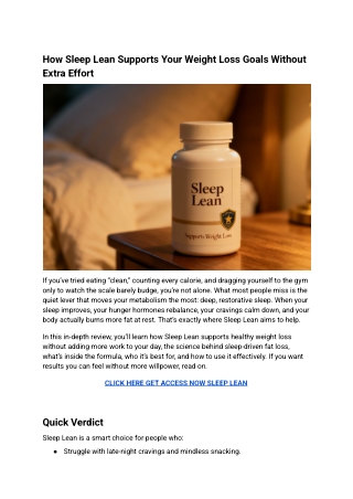 Sleep Lean Review: Lose Weight While You Sleep, Without Extra Effort