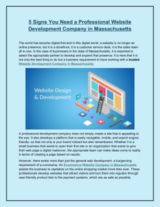 5 Signs You Need a Professional Website Development Company in Massachusetts