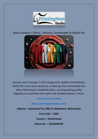 Mens Elastane T Shirts | Stretchy, Comfortable & Stylish Tees