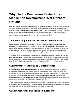 Why Florida Businesses Prefer Local Mobile App Development Over Offshore Options