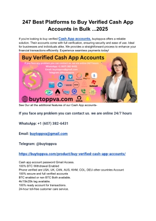 247 Best Platforms to Buy Verified Cash App Accounts in Bulk