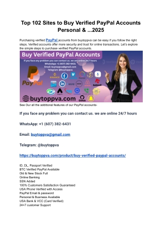 Top 102 Sites to Buy Verified PayPal Accounts Personal & ...2025