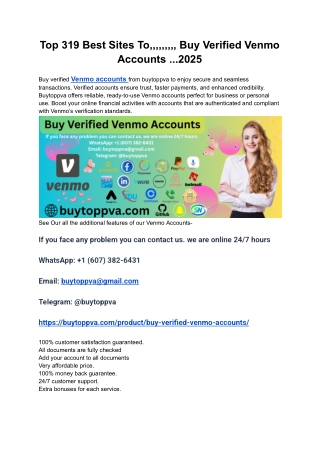 Top 319 Best Sites To,,,,,,,,, Buy Verified Venmo Accounts ...2025