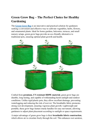 Green Grow Bag – Eco-Friendly and Durable Gardening Solution