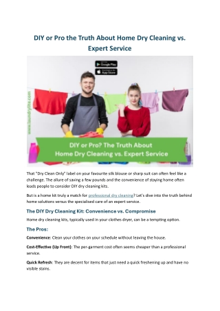DIY or Pro The Truth About Home Dry Cleaning vs. Expert Service