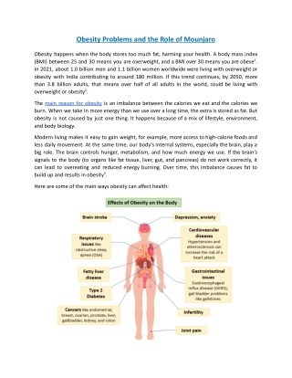 Obesity Problems and the Role of Mounjaro