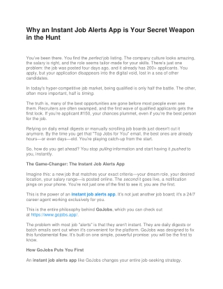 Why an Instant Job Alerts App is Your Secret Weapon in the Hunt