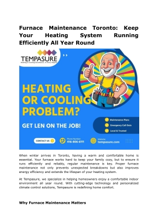 furnace maintenance Toronto