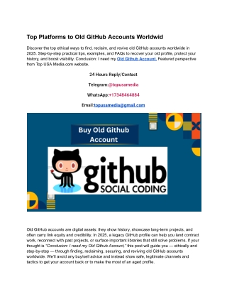 Top Platforms to Old GitHub Accounts Worldwid