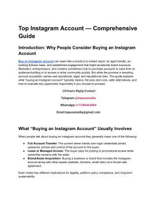 Top Instagram Account — Comprehensive Guide