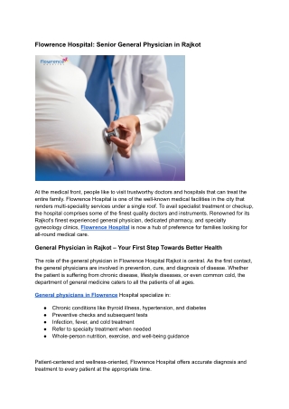 Flowrence Hospital_ Experienced General Physician in Rajkot