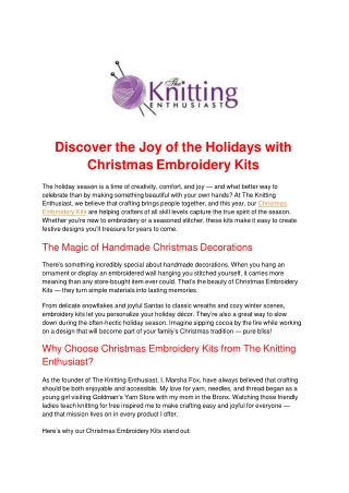 Discover the Joy of the Holidays with Christmas Embroidery Kits