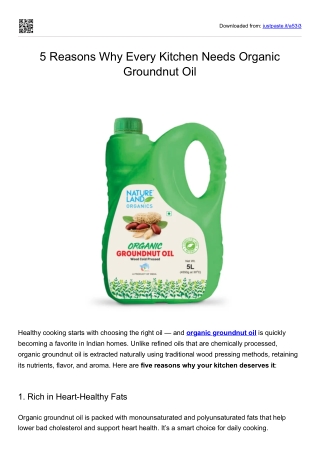 5 Health Benefits of Using Organic Groundnut Oil in Your Kitchen