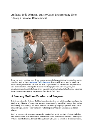 Anthony Todd Johnson_ Master Coach Transforming Lives Through Personal Development