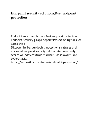 Endpoint security solutions,Best endpoint protection