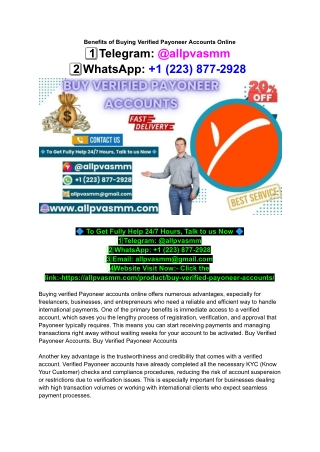 Looking to buy a verified Payoneer account? Get...