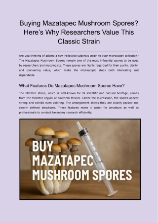 Buying Mazatapec Mushroom Spores? Here’s Why Researchers Value This Strain