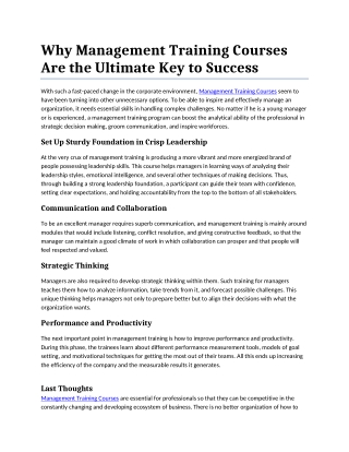 1.Why Management Training Courses Are the Ultimate Key to Success