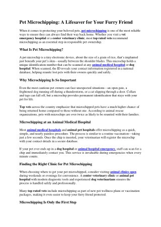 Pet Microchipping: A Lifesaver for Your Furry Friend