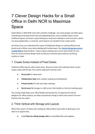 7 Clever Design Hacks for a Small Office in Delhi NCR to Maximize Space