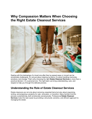 Why Compassion Matters When Choosing the Right Estate Cleanout Services