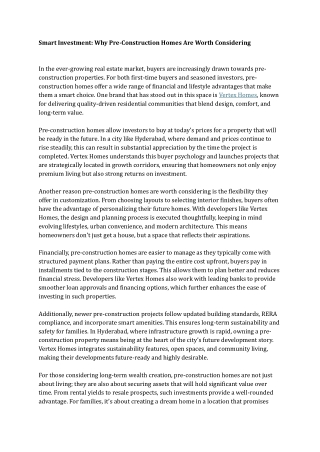 Smart Investment Why Pre-Construction Homes Are Worth Considering