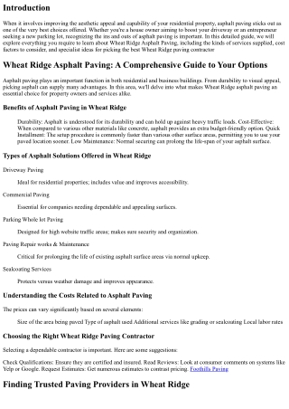 Wheat Ridge Asphalt Paving: A Comprehensive Overview to Your Choices