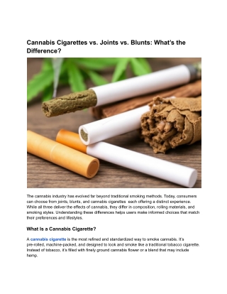 Cannabis Cigarettes vs. Joints vs. Blunts Explained