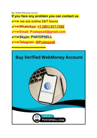 Buy Verified Webmoney Accounts Secure Your Transactions
