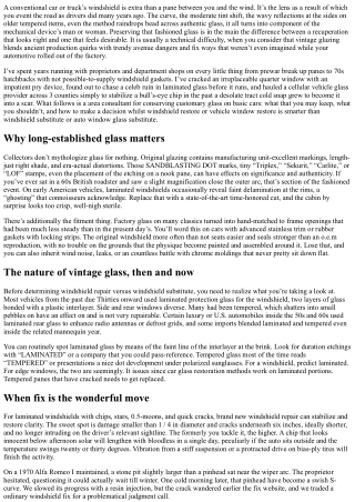 Windshield Repair for Classic Cars: Preserving Original Glass