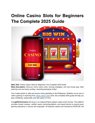 BLOG 1 _ Online Casino Slots for Beginners The Complete 2025 Guide