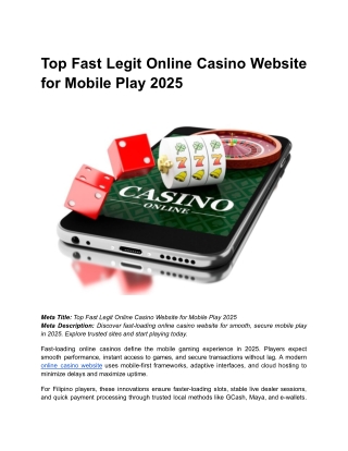 BLOG 2 _ Top Fast Legit Online Casino Website for Mobile Play 2025