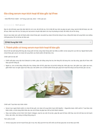 Gia công serum mụn kích hoạt tế bào gốc tại iFree