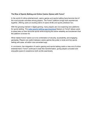 The Rise of Sports Betting and Online Casino Games with Fomo7