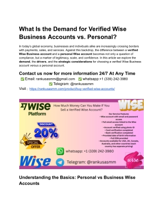 What Is the Demand for Verified Wise Business Accounts vs. Personal_