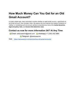 How Much Money Can You Get for an Old Gmail Account_