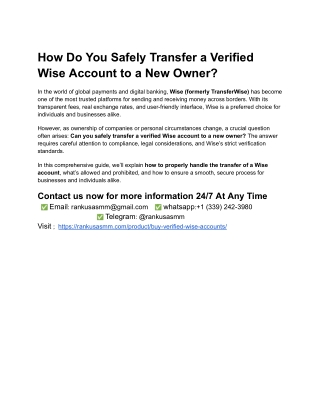 How Do You Safely Transfer a Verified Wise Account to a New Owner_