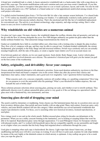 Windshield Replacement for Classic Cars: Special Considerations